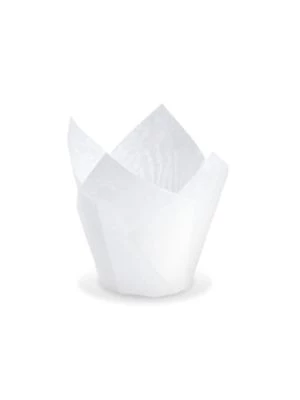 Tulipánový cukrárenský košíček (PAP) biely Ø50 x 85 mm / 16 x 16 cm [100 ks]