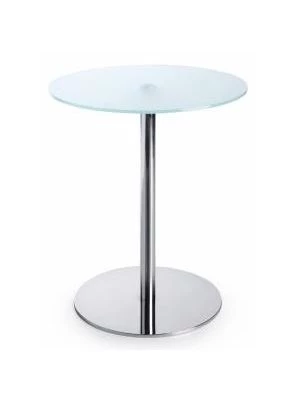 Konferenčný stolík SR 30, p. 60 cm, v. 60 cm, tvrdené mliečne sklo, kovová podnož chróm