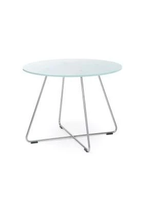 Konferenčný stolík SV 40, p. 60 cm, v. 45 cm, tvrdené mliečne sklo, kovová podnož chróm