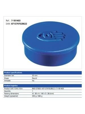 Magnet 35 mm modrý 2500 g 10 ks