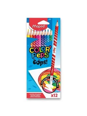 Pastelky 12 Maped Color Peps Oops s gumou