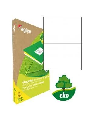 Etikety univerzálne recyklované 210x148,8mm Agipa A4 100 hárkov