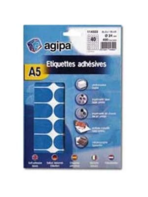 Etikety kruhové 24mm Agipa A5 modré