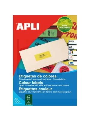 Etikety farebné 70x31mm APLI A4 100 hárkov žlté
