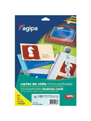 Vizitkový papier 90x50mm Agipa A4 s mikroperforáciou 200g 10 hárkov