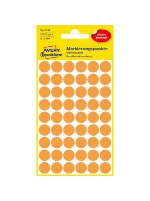 Etikety kruhové 12mm Avery neónovo oranžové