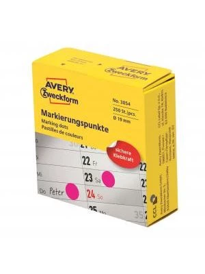 Etikety kruhové 19mm Avery purpurové v dispenzore