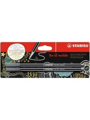 Popisovač STABILO Pen 68 2ks v blistri metalic strieborná