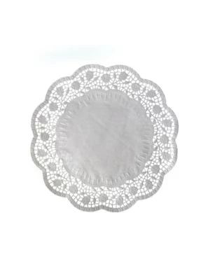 Dekoračná krajka (PAP) okrúhla biela Ø34cm 100 ks