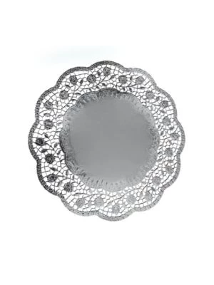 Krajky okrúhle 36cm, strieborne /4ks