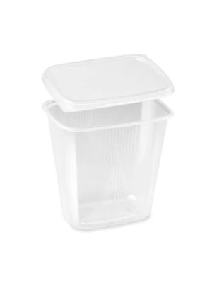 Miska (PP) hranatá priehľadná 500ml + viečko 250 sád