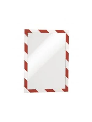 Samolepiaci Duraframe Security A4, červeno-biely, bal.2 ks