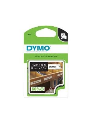 Permanentná vinylová páska Dymo D1 12 mm biela/čierna