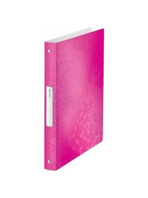 Zakladač 4-krúžkový Leitz WOW celoplastový 2,57cm metalický ružový