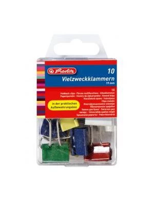 Klipy na dokumenty Herlitz 19mm farebné 10ks