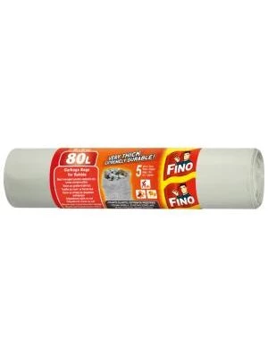 Vrecia zaväzovacie FINO na ťažký odpad 80 ℓ, 100 mic., 60 x 90 cm, sivé (5 ks)