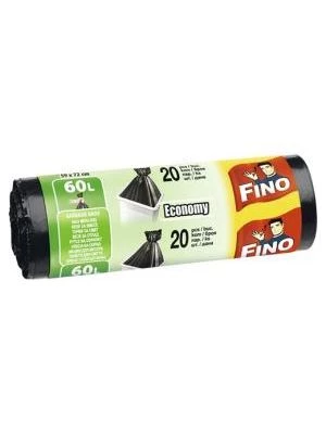 Vrecia zaväzovacie FINO Economy 60 ℓ, 13 mic., 59 x 72 cm, čierne (20 ks)