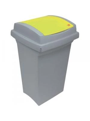 Kôš plastový na triedený odpad - so žltým vekom, 50 l