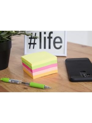 Blok samolepiaci 75x75 mm 5 farebná  kocka neon 400 lístkov