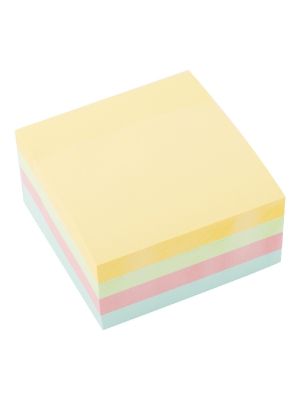 Samolepiaci blok 75 × 75 mm, 4-farebná pastelová kocka, 450 lístkov
