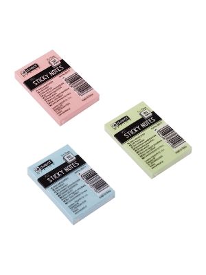 Blok samolepiaci 76x51 mm – 100 lístkov, mix pastelových farieb (ružová, modrá, zelená)