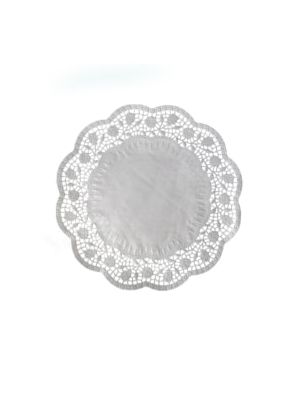 Dekoračná krajka (PAP) okrúhla biela Ø26cm [100 ks]