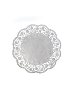 Dekoračná krajka (PAP) okrúhla biela Ø28cm [100 ks]