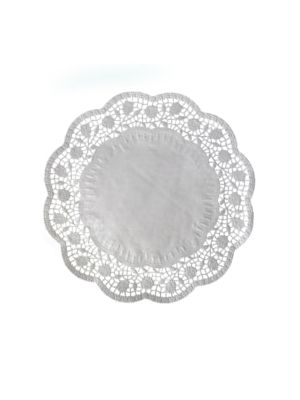 Dekoračná krajka (PAP) okrúhla biela Ø34cm [100 ks]