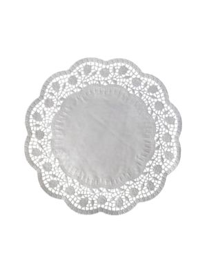 Dekoračná krajka (PAP) okrúhla biela Ø38cm [100 ks]