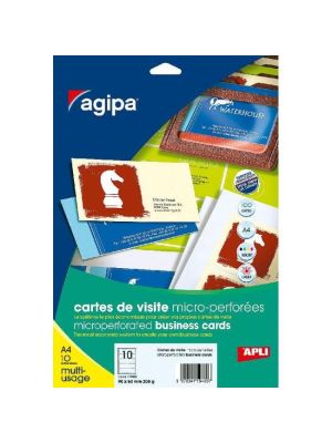 Vizitkový papier 90x50,8mm Agipa A4 s mikroperforáciou 200g 50 hárkov
