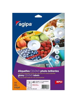 Etikety univerzálne na CD/DVD priemer 114mm Agipa 100 hárkov