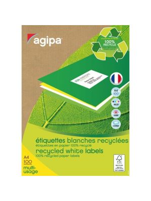 Etikety univerzálne recyklované 38x21,2mm Agipa A4 100 hárkov