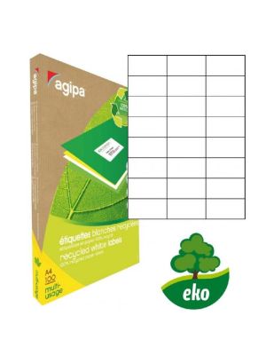 Etikety univerzálne recyklované 70x37mm Agipa A4 100 hárkov