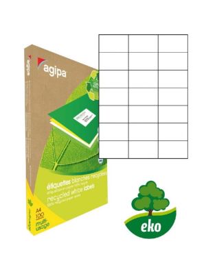 Etikety univerzálne recyklované 70x42,4mm Agipa A4 100 hárkov