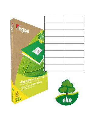 Etikety univerzálne recyklované 105x37mm Agipa A4 100 hárkov
