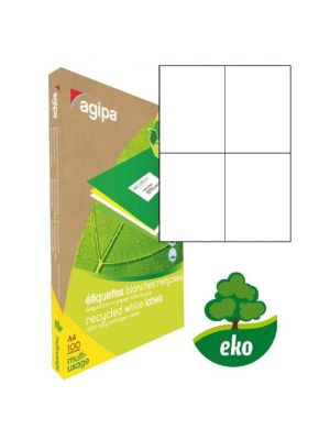 Etikety univerzálne recyklované 105x148,5mm Agipa A4 100 hárkov