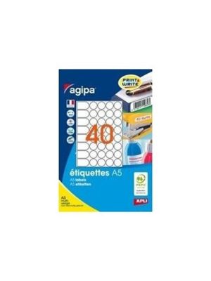 Etikety kruhové 24mm Agipa A5 biele