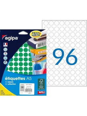 Etikety kruhové 15mm Agipa A5 zelené