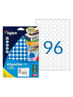 Etikety kruhové 15mm Agipa A5 modré