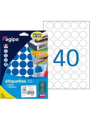 Etikety kruhové 24mm Agipa A5 modré