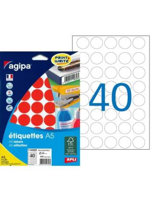 Etikety kruhové 24mm Agipa A5 červené