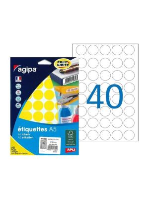 Etikety kruhové 24mm Agipa A5 žlté