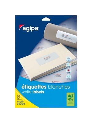 Etikety univerzálne na zakladače 190x60mm Agipa A4 20 hárkov