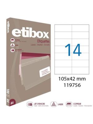 Etikety univerzálne 105x42,4mm Etibox A4 100 hárkov