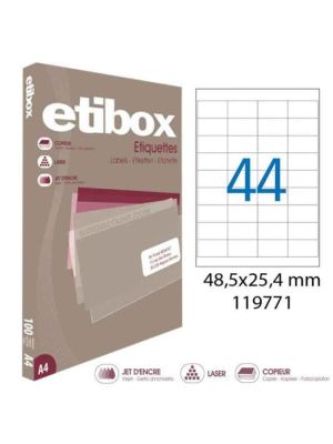 Etikety univerzálne 48,5x25,4mm Etibox A4 100 hárkov