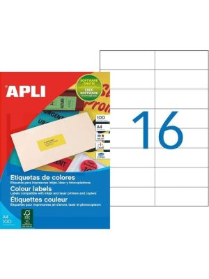 Etikety farebné 105x37mm APLI A4 100 hárkov žlté