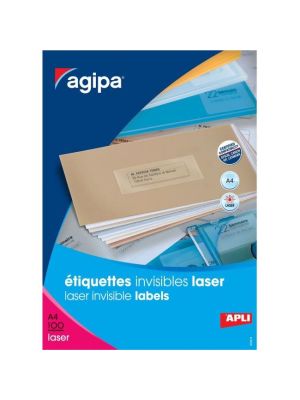 Etikety polyesterové priehľadné 70x37mm Agipa A4 laser 100 hárkov