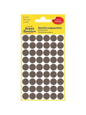 Etikety kruhové 12mm Avery hnedé