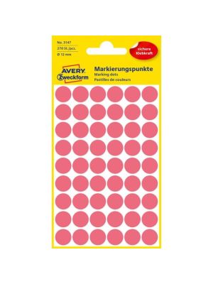 Etikety kruhové 12mm Avery neónovo červené