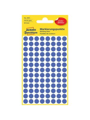 Etikety kruhové 8mm Avery odnímateľné modré